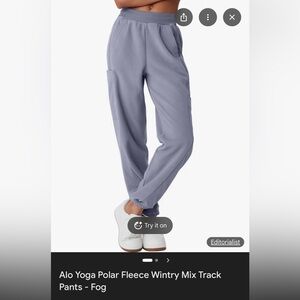 EUC ALO Polar Fleece Wintry Mix Pants in Core Grey
